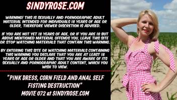 Pink dress, corn field and anal self fisting destruction