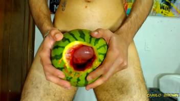 Fucking a watermelon until I cum inside it - Camilo Brown